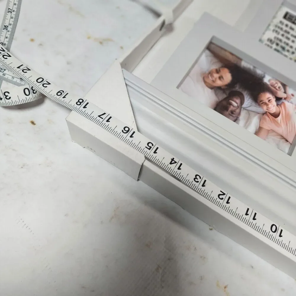 Bella Villa White Collage Picture Frame Shelf w/ 3 Hooks Holds 3 Photos NEW